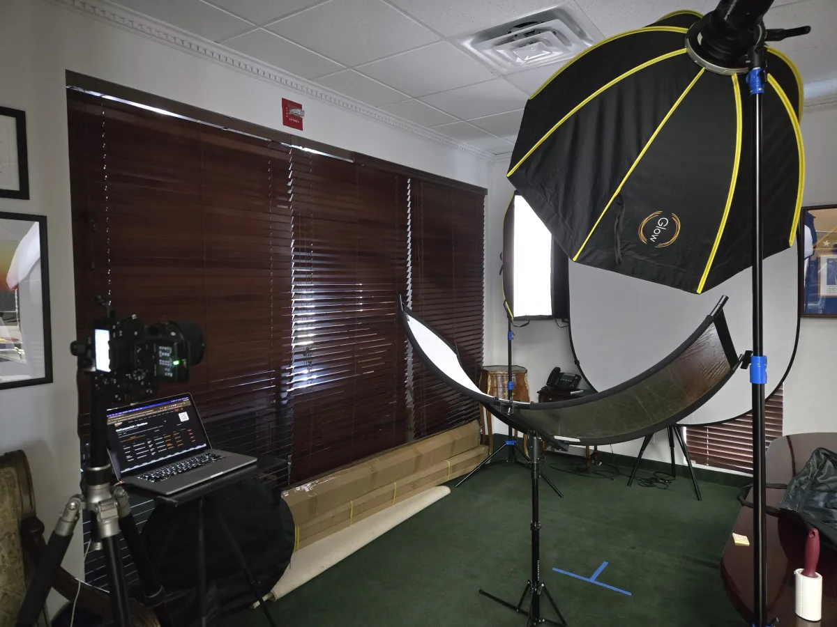 Mobile headshot studio set up inside GED Lawyers office in Boca Raton